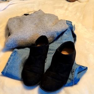 Faux suede black booties.